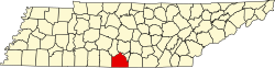 Map of Tennessee highlighting Lincoln County